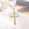 New copper-plated real gold cross necklace jewelry for cross-border trade from Europe and America, simple pendant, Southeast Asian trend, versatile, retro zircon inlaid details Picture